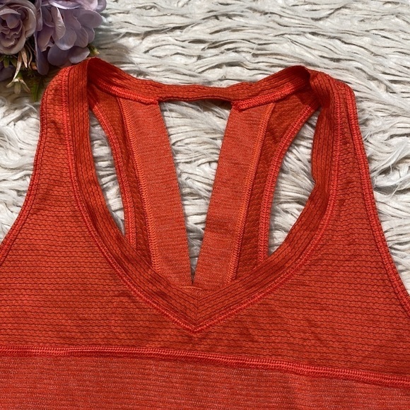 Lululemon Pedal To The Medal Singlet Orange Red Tank sz 4 - Picture 5 of 13